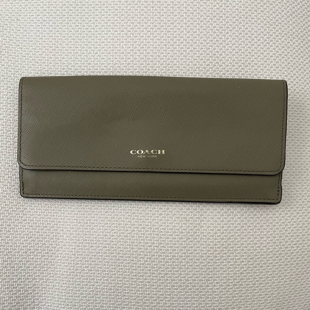 Olive Gree Coach thin Bi-Fold Wallet